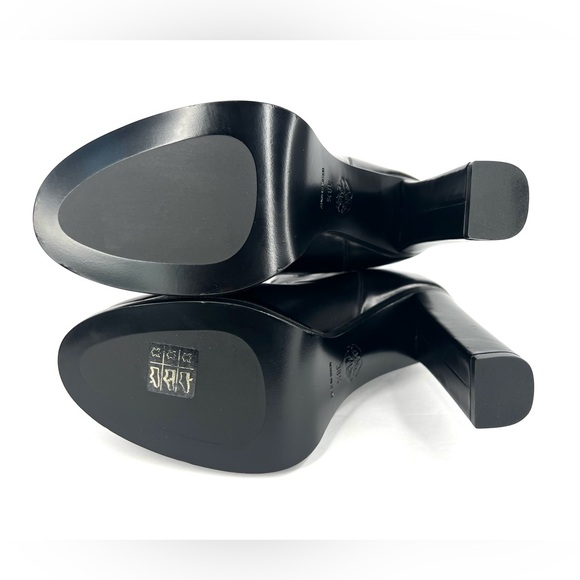 Alexander McQueen Eyelet Detailed Black Leather Platform Heel Boots Size EU 38.5 - Picture 6 of 11